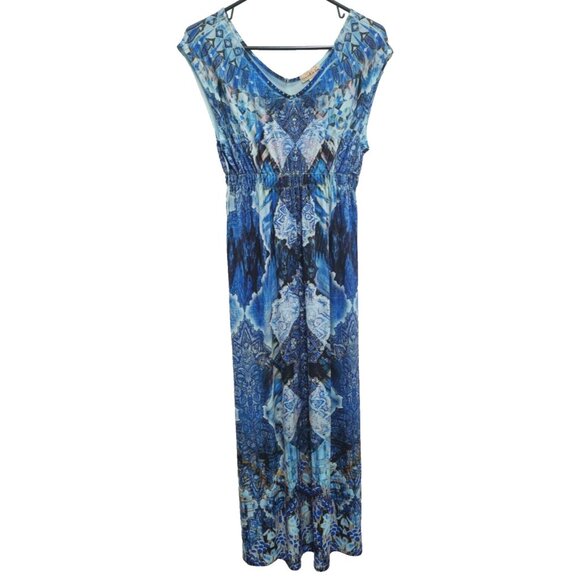 live and let live Dresses & Skirts - Live And Let Live Womens BOHO Maxi Dress Small Blue Abstract Sleeveless Festival